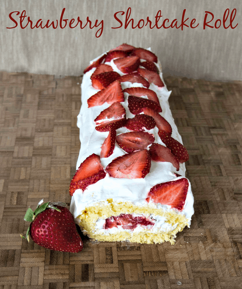 Strawberry Shortcake Roll - Strawberries rolled up in sponge cake with whipped cream