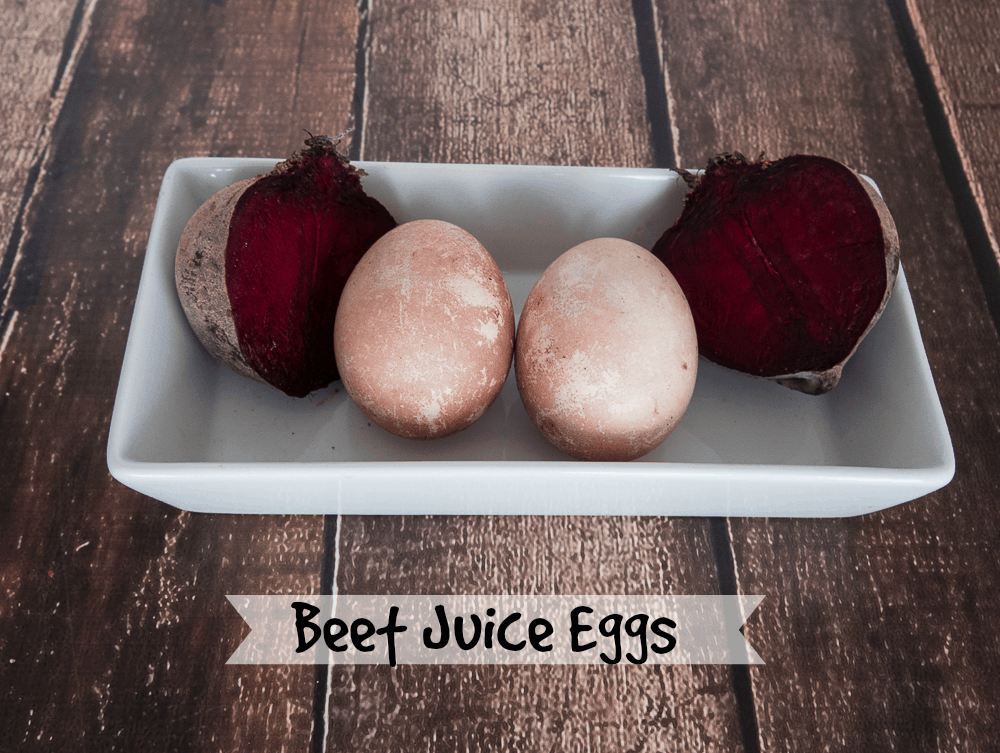 Eggs dyed with beet juice