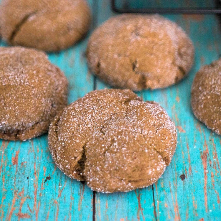 Gingersnap Cookies - Traditional Christmas cookies made with molasses and rolled in sugar