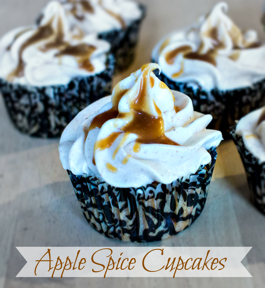 Apple Spice Cupcakes with Caramel Sauce