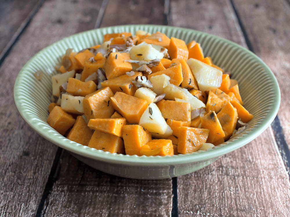 Roasted Sweet Potatoes and Pears - An easy Thanksgiving side dish
