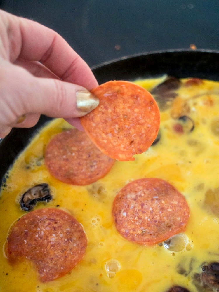 Placing the Pepperoni on the Frittata