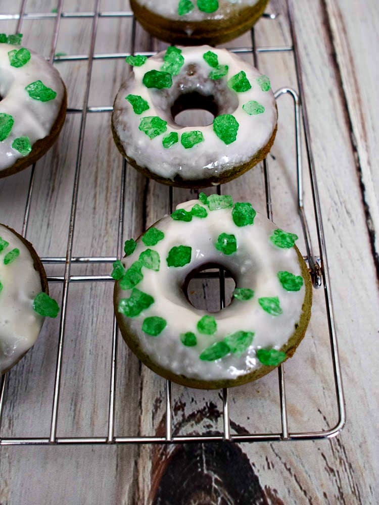 Green Doughnuts with Cream Cheese Frosting