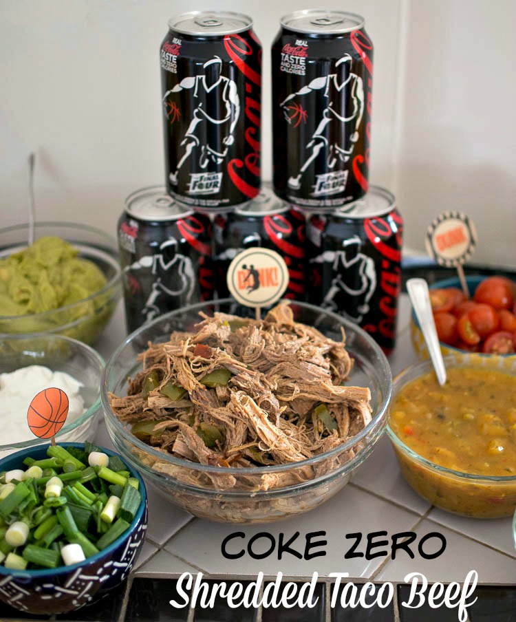 Coke Zero Shredded Taco Beef - perfect for a taco bar at your basketball party