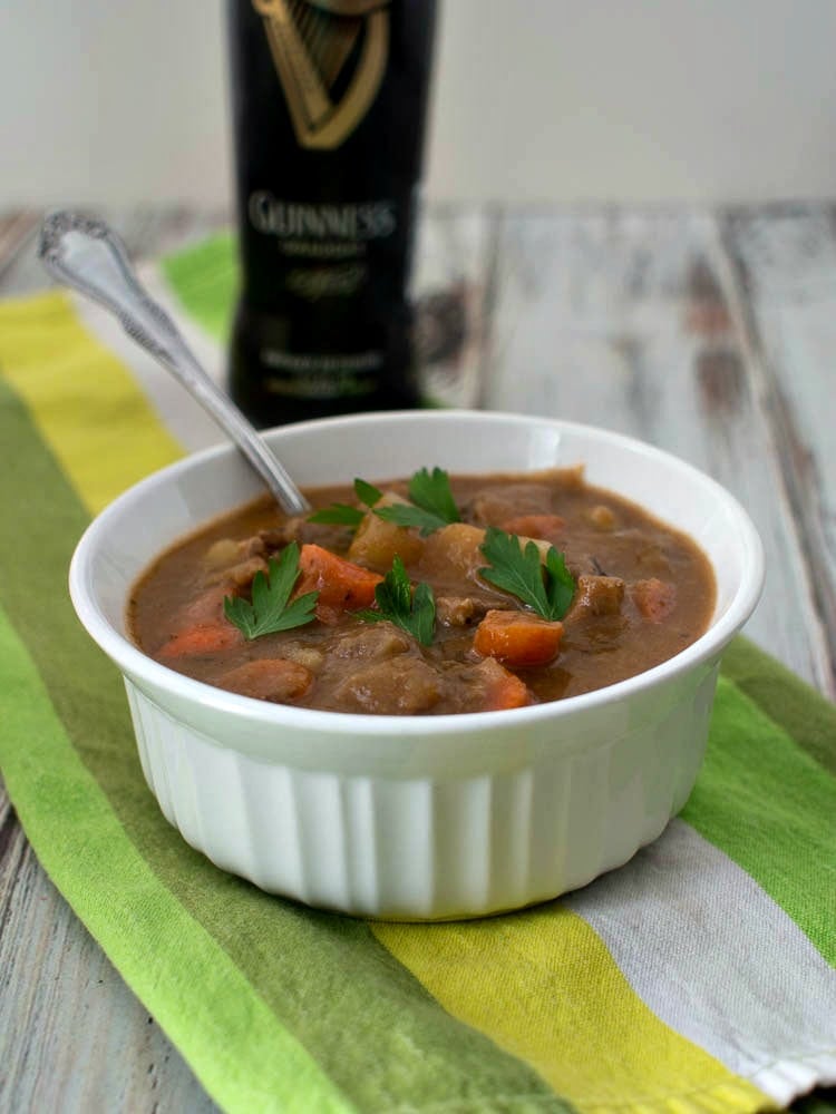 Guinness Lamb Stew - a tasty Irish stew that is perfect for St. Patrick's Day with lamb, potatoes and carrot in a riich Guinness sauce