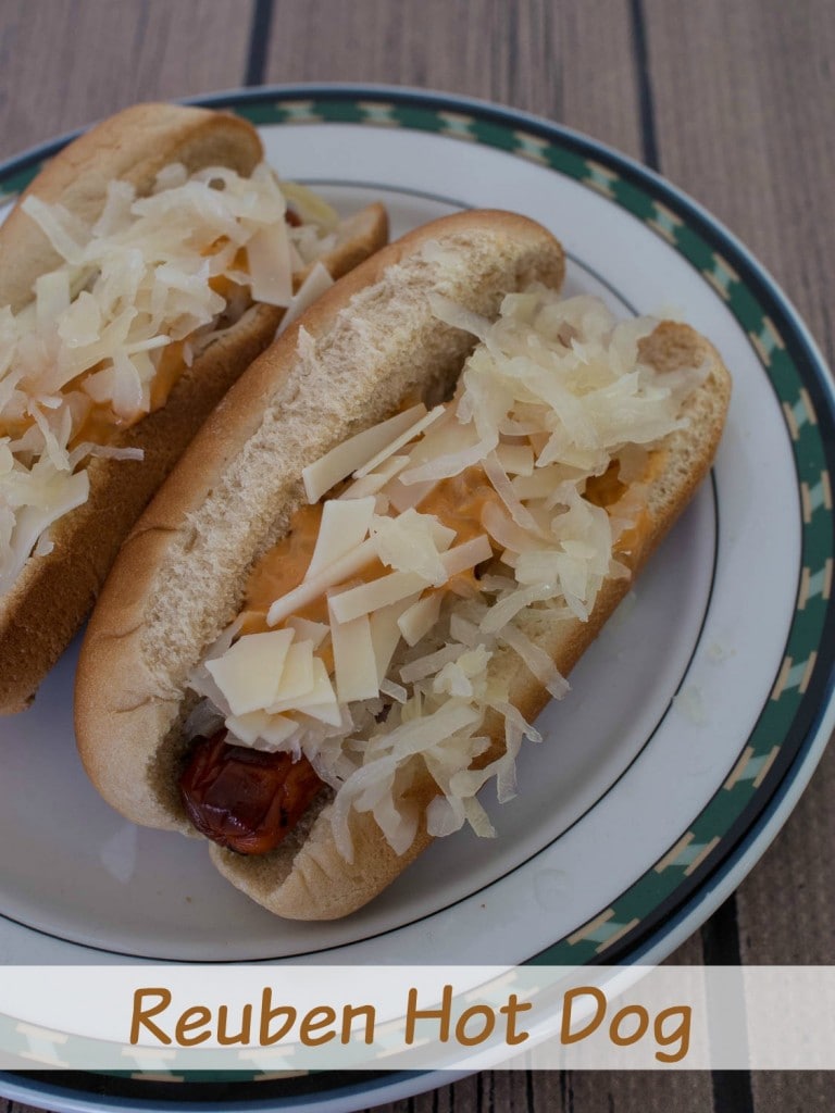 Reuben Hot Dog on a plate