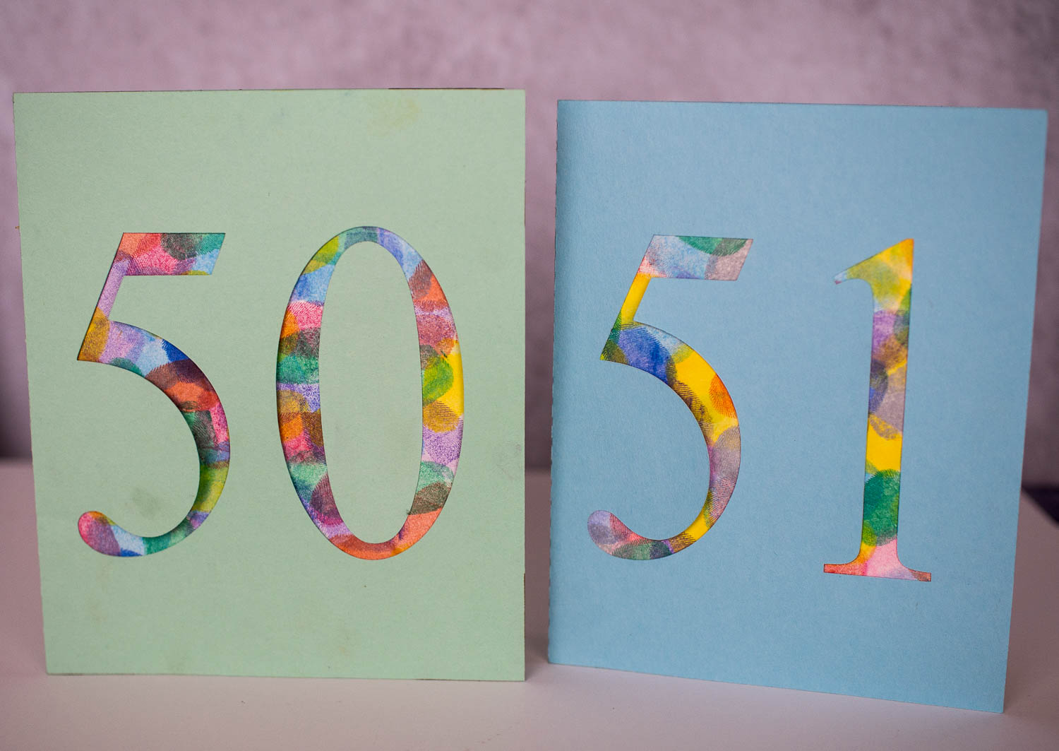 Thumbprint Birthday Cards - These cute cards are made by cutting out numbers and decorating the cut outs with thumbprints.  A cute way to personalize a card!