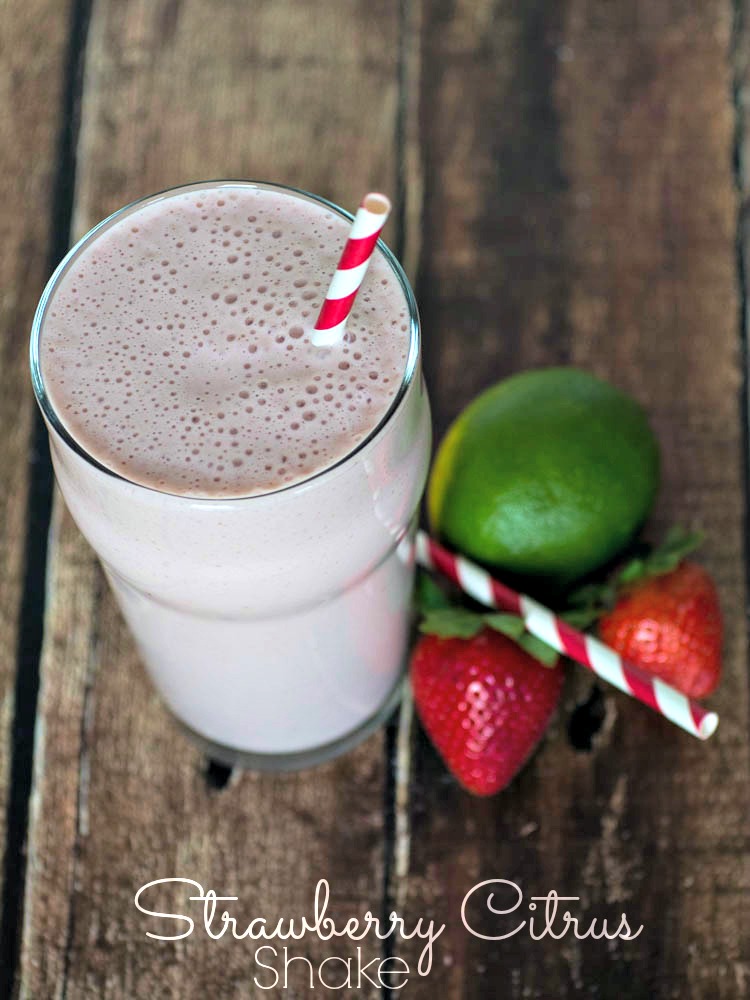 Strawberry Citrus Shake - a delicious strawberry yogurt smoothie with a hint of lime