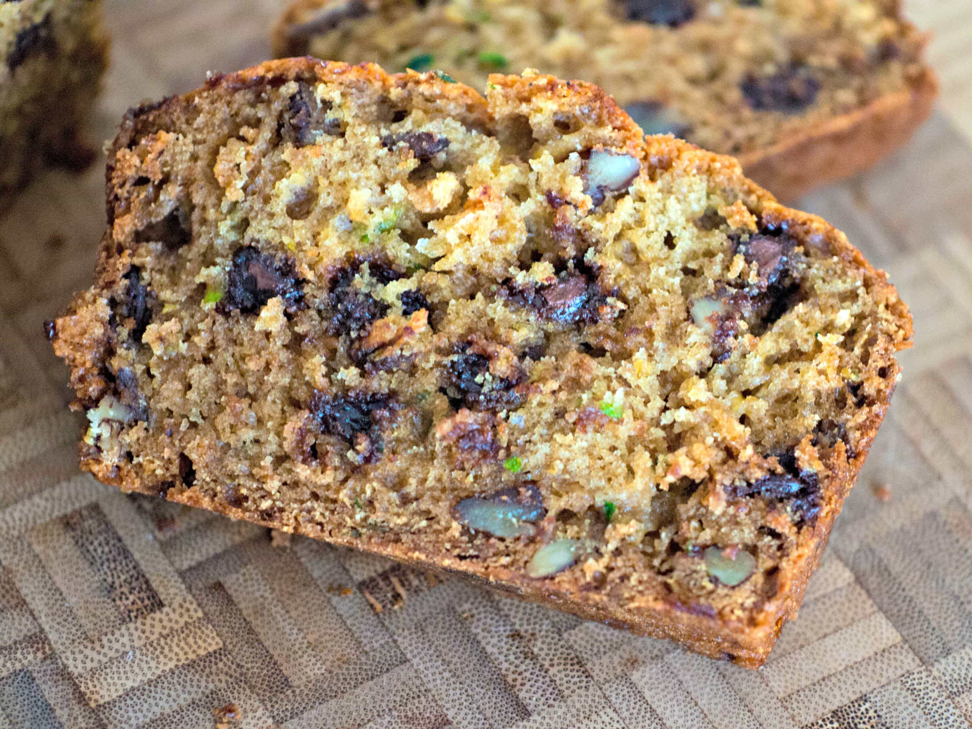 Chocolate Chip Zucchini Bread - this moist and tasty zucchini bread is a great way to use up extra zucchini from the garden.