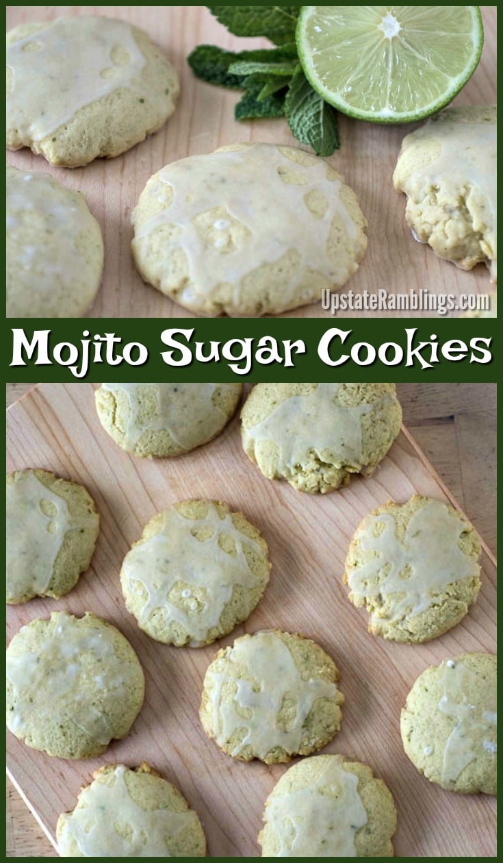 These Mojito Sugar Cookies are a refreshing lime and mint sugar cookie drizzled with a rum glaze for a hint of the tropics.