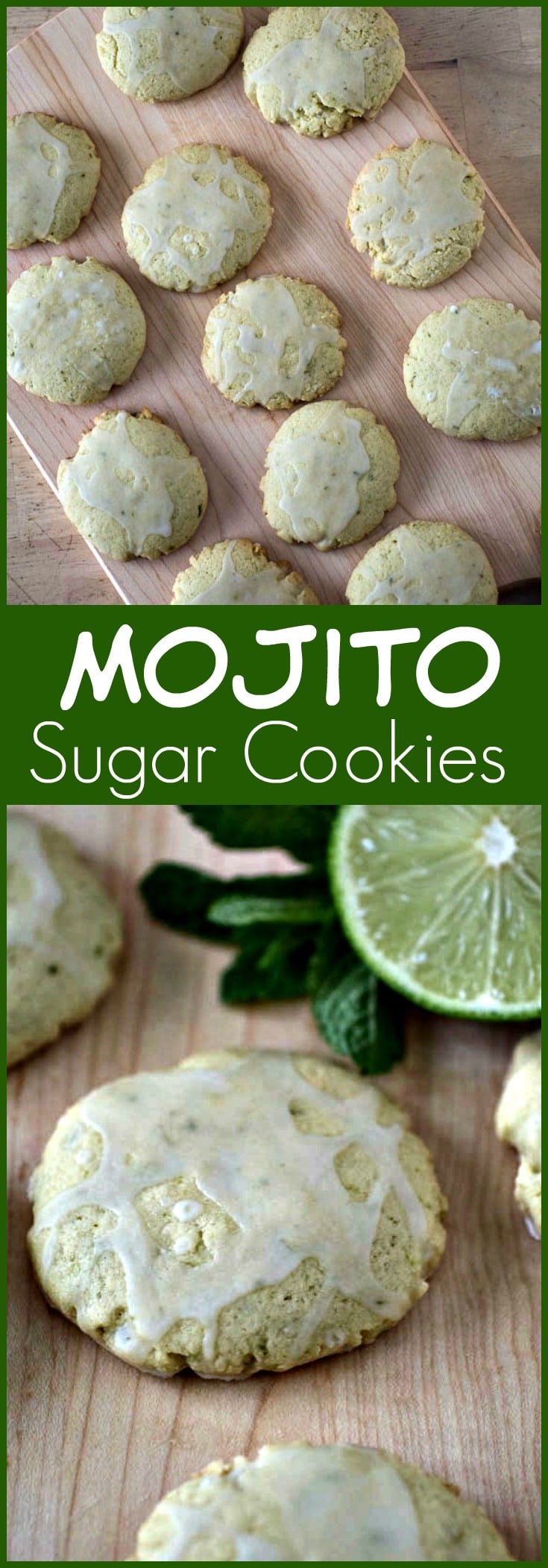 These Mojito Sugar Cookies are a refreshing lime and mint sugar cookie drizzled with a rum glaze for a hint of the tropics.
