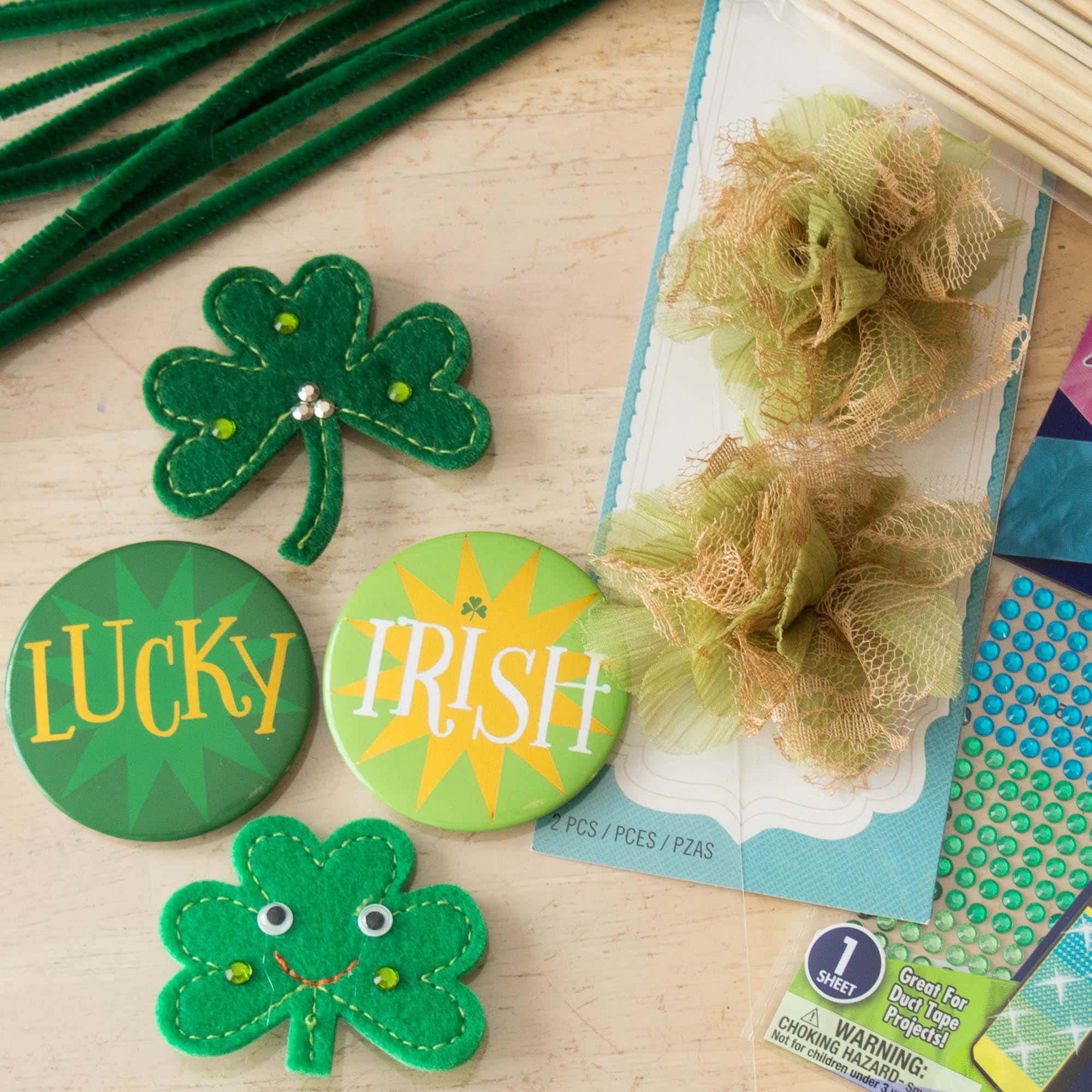 Materials for Easy St. Patrick's Day Centerpiece