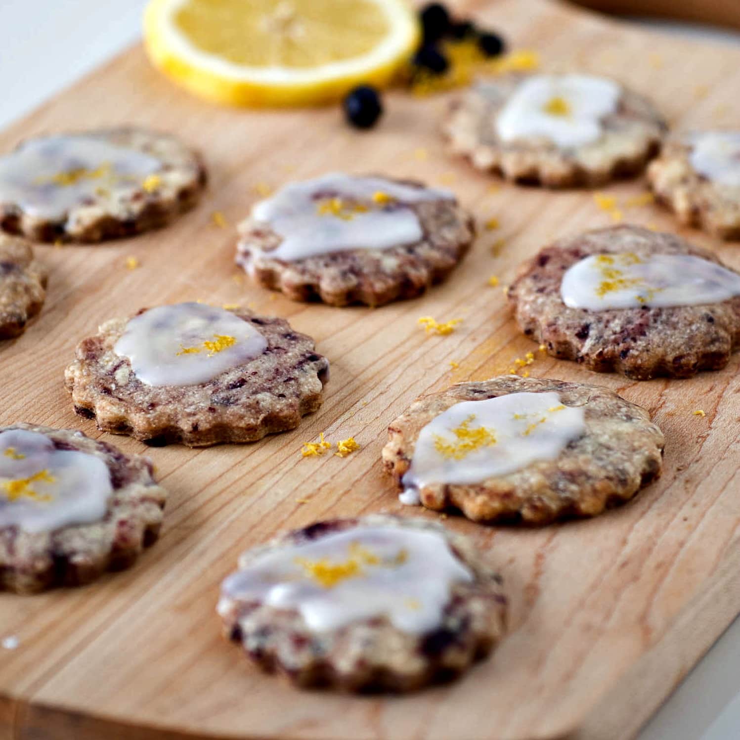Lemon Blueberry Shortbread Cookies | Blueberry Shortbread Cookies with Lemon Glaze | Tea Time Cookies | Shortbread Cookies in a Food Processor | Fruity Cookies