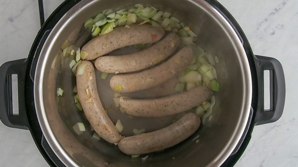 sauteing the sausages in the Instant Pot