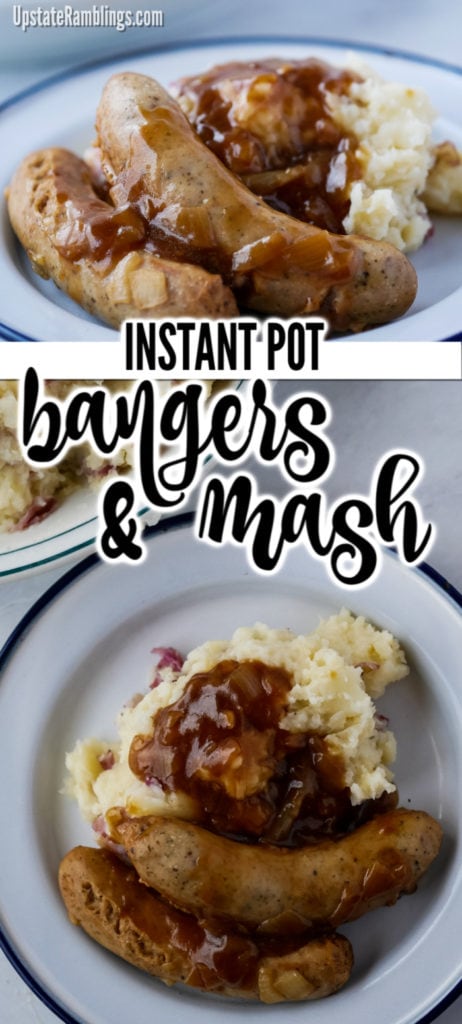Instant Pot Bangers and Mash is an easy one pot dinner. Tasty sausage and mashed potatoes drenched in a rich onion gravy flavored with Guinness make this dinner family favorite comfort food. Make this classic Irish dinner for St. Patrick's Day!