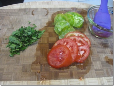 sliced tomatoes and basil