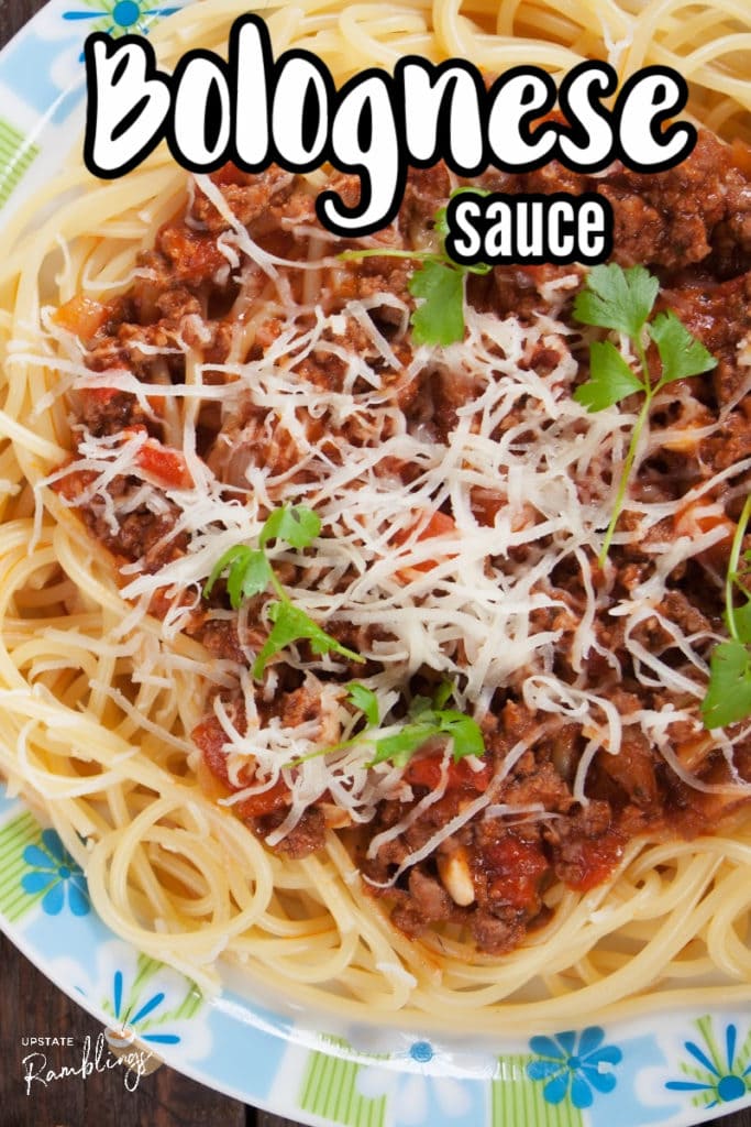 plate of spaghetti with bolognese sauce