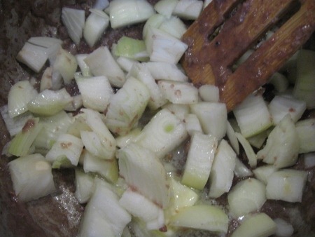 cooking the onions for stew