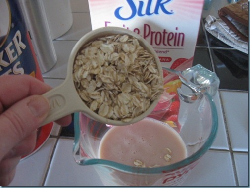 Mixing the oatmeal with the Silk Fruit&Protein