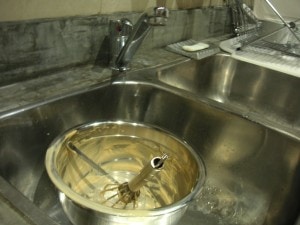 Dirty bowl in a sink