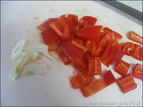 onions and red peppers