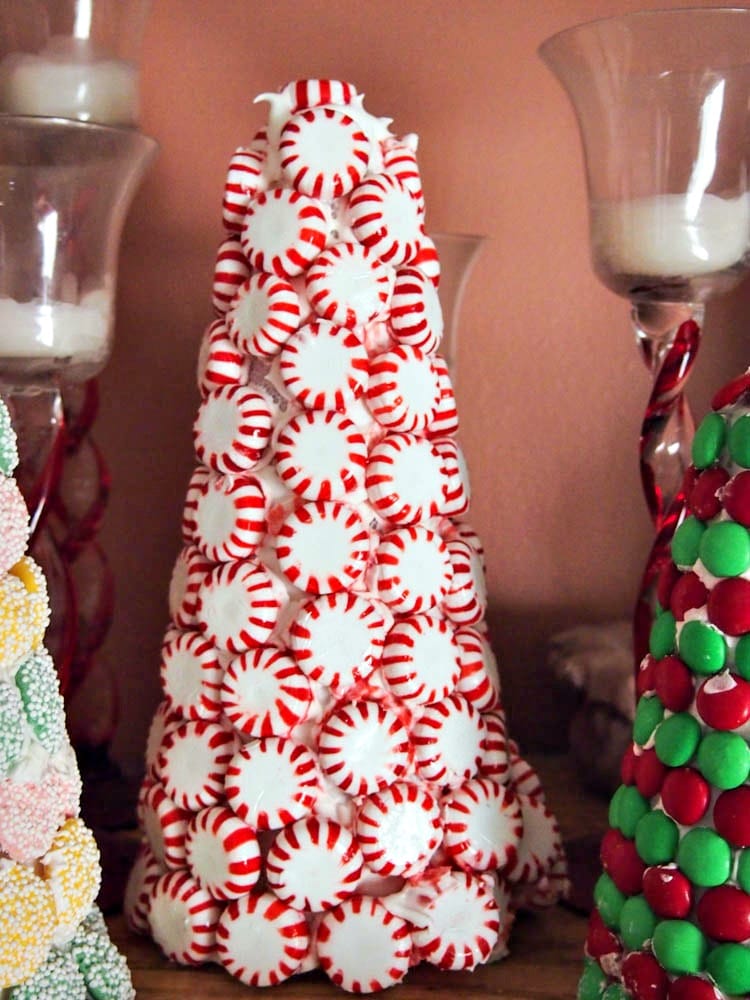 A christmas tree decorated with candy canes.