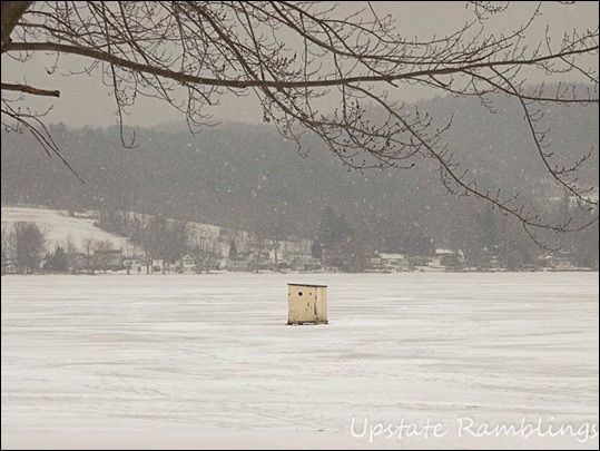 ice fishing shack in upstate NY