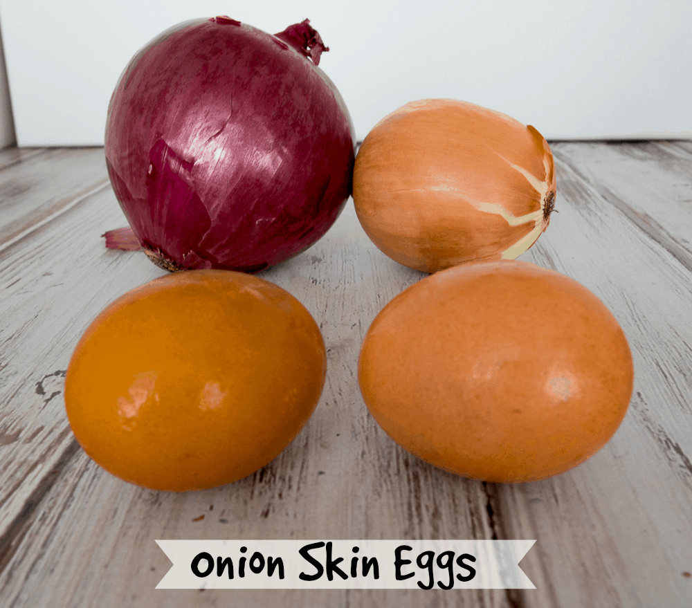 Eggs dyed using onion skins