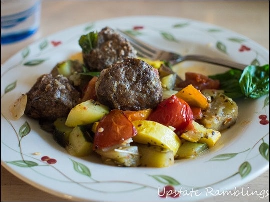Paleo Meatball Casserole with Zucchini, Eggplant and Tomatoes