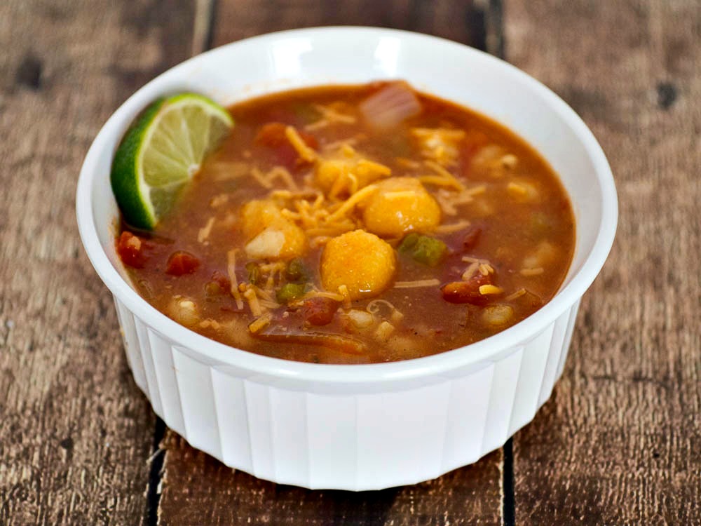 Mexican Tomato Soup with Corn Dumplings - an easy meatless soup that is perfect for Lent.