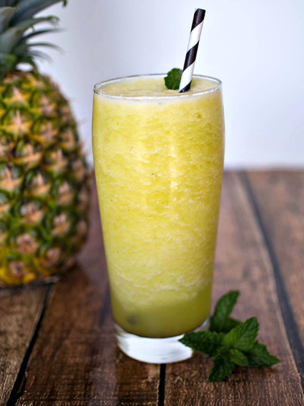 A refreshing pineapple mint smoothie.
