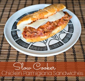 Slow cooker chicken parmigiana sandwiches.