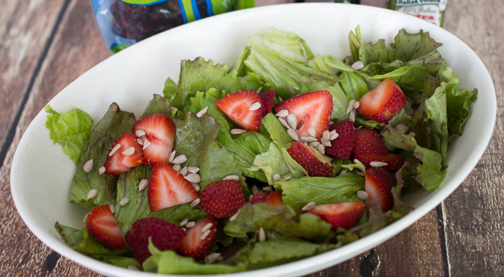 Strawberry Cranberry Salad - an easy salad with strawberries, cranberries and sunflower seeds