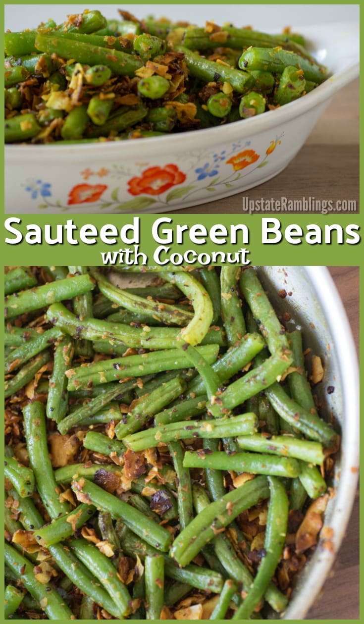 Sauteed green beans with coconut.