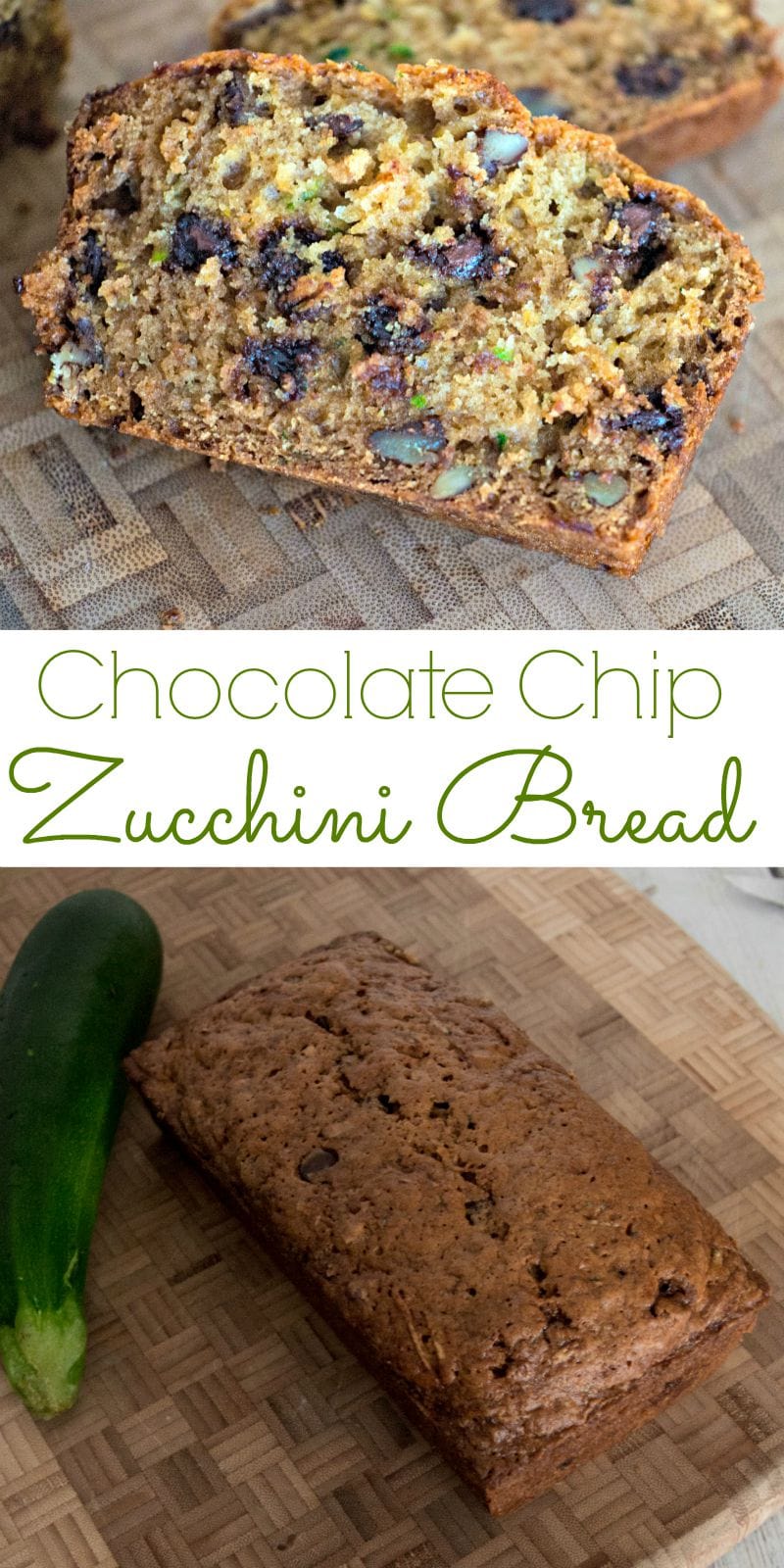 Zucchini bread with chocolate chips.