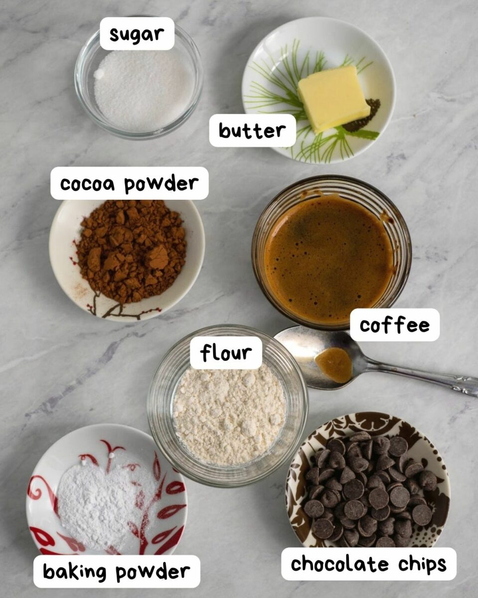 ingredients for mocha mug cake