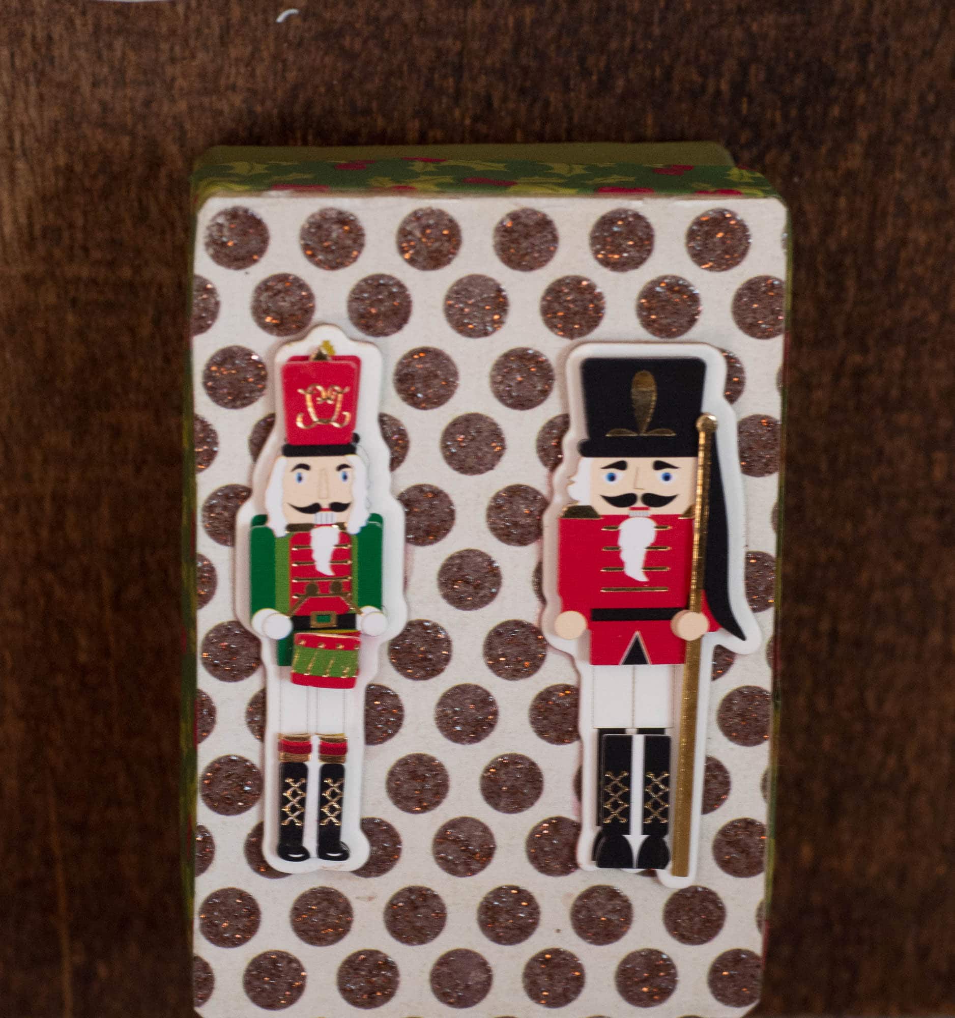 A DIY advent calendar with two nutcrackers on it.