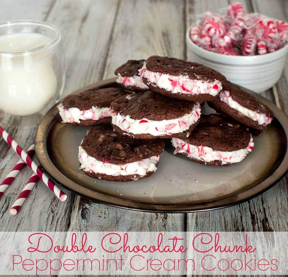 Double chocolate chunk peppermint cream cookies.