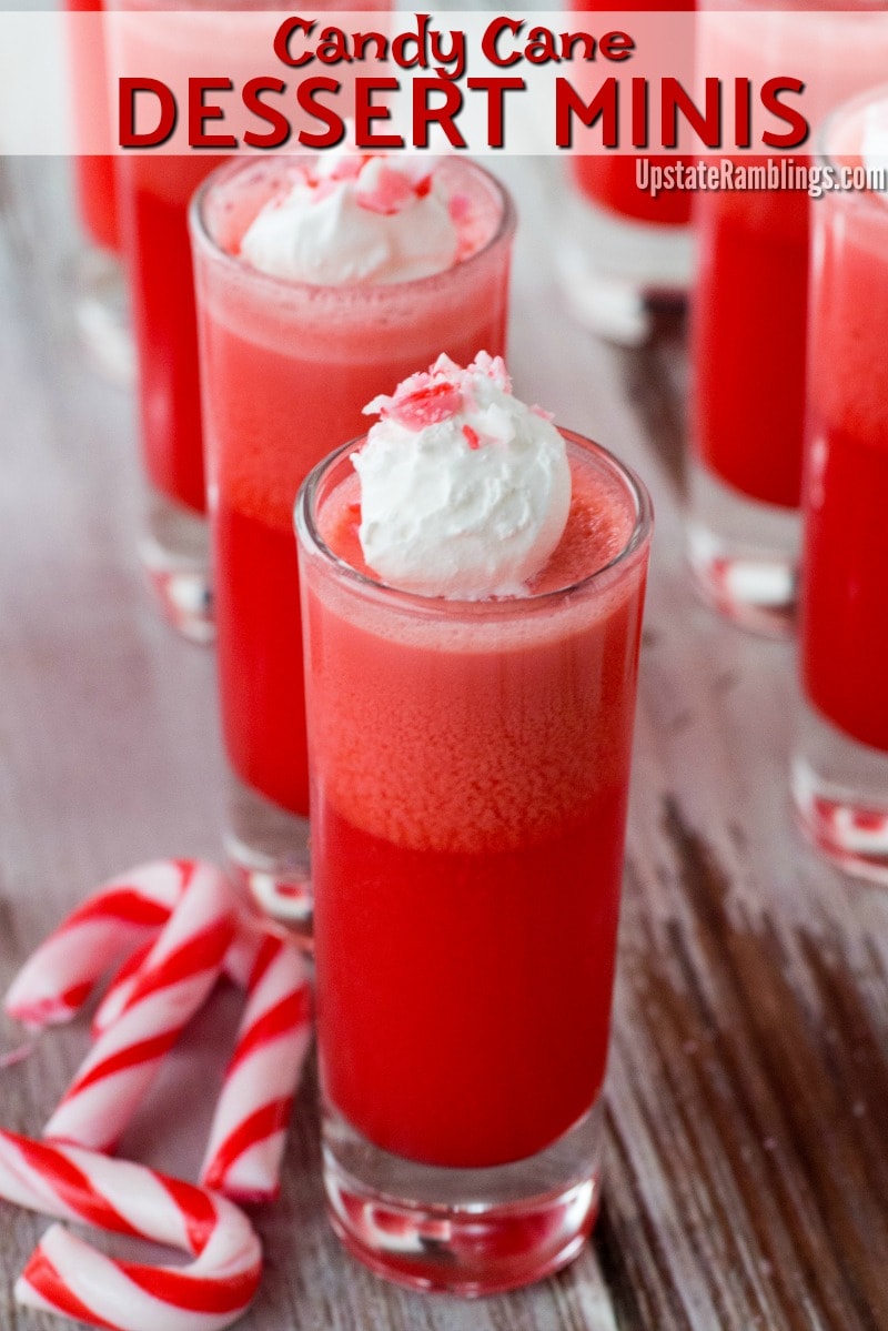candy cane dessert minis with whipped cream