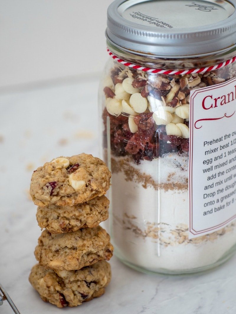 Cranberry Oatmeal Christmas cookies in a jar - easy gift idea