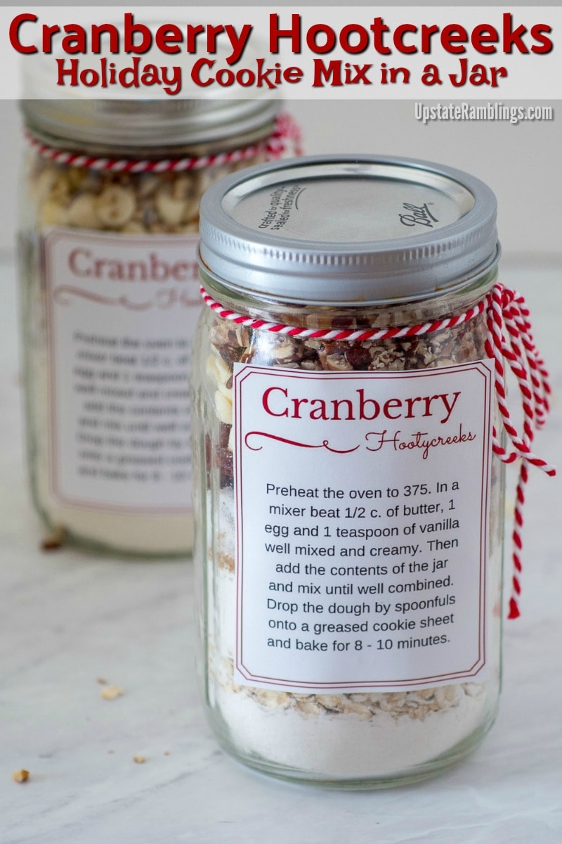 These pretty Cranberry Hootycreeks are cute cookies in a jar.