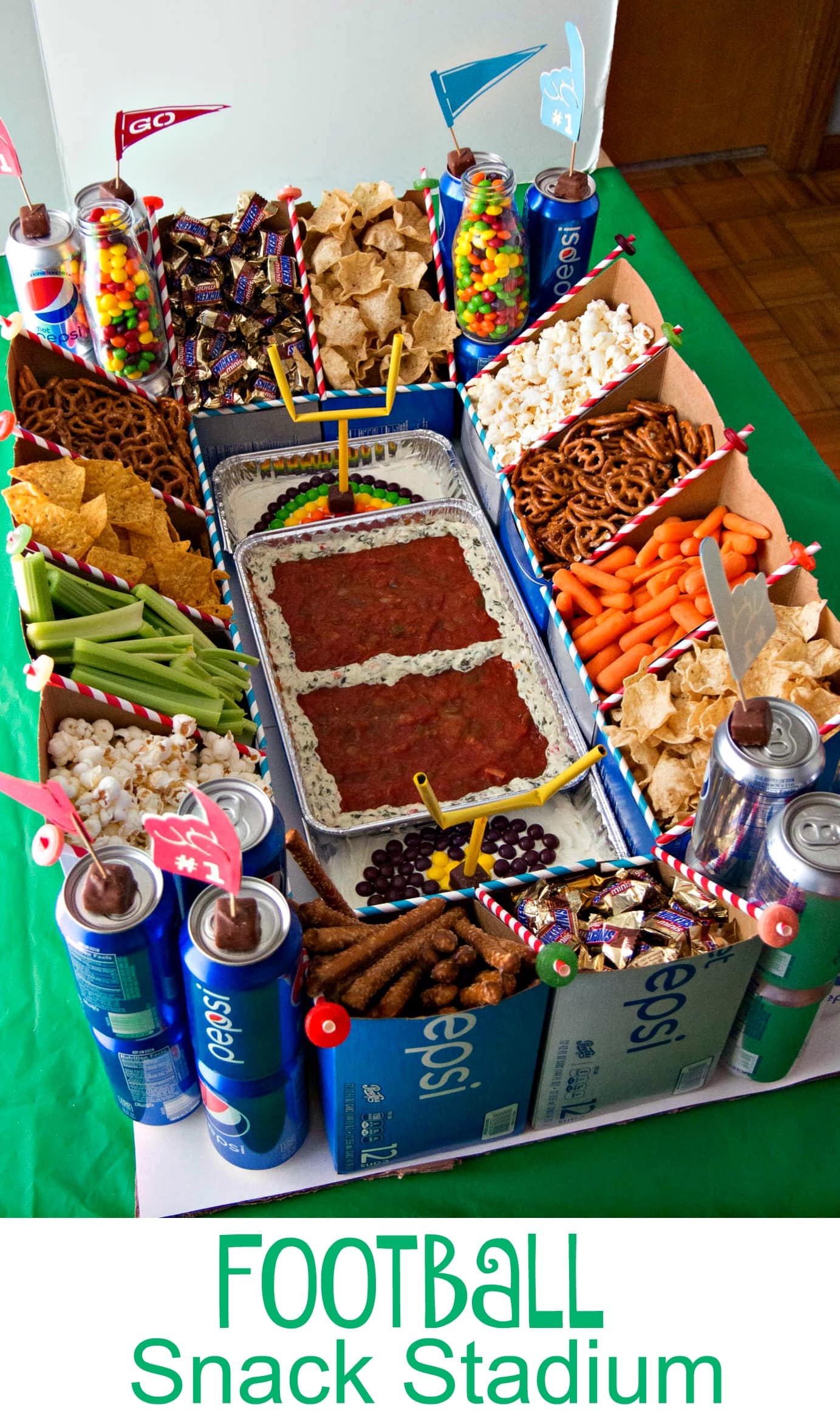 Ultimate in sports party entertaining - check out this Football Snack Stadium 