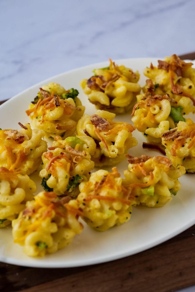 mac and cheese bites on a plate after cooking
