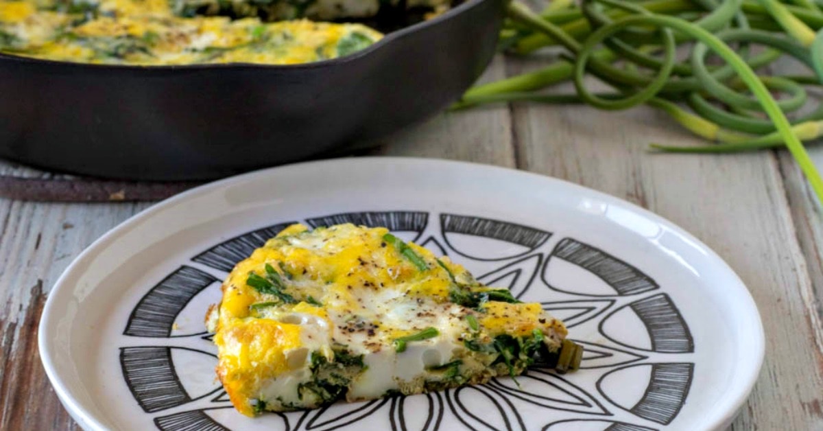 Spinach Frittata with Garlic Scapes - Upstate Ramblings