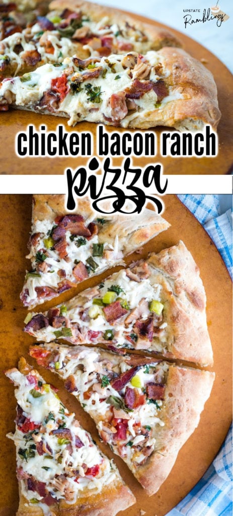 This tasty chicken pizza makes a delicious quick and easy family dinner! It is easy to make using leftover chicken and store bought pizza dough. Skip takeout and make homemade pizza tonight!