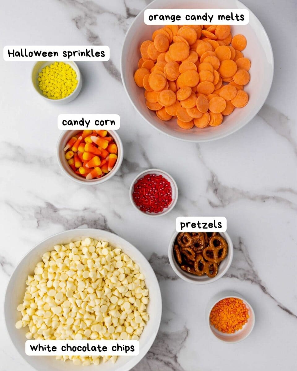 labeled halloween candy bark ingredients