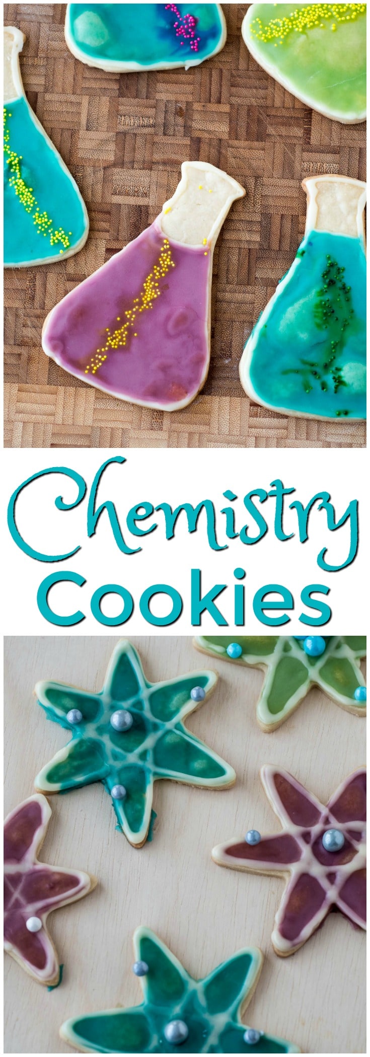 Chemistry cookies with the words chemistry cookies.