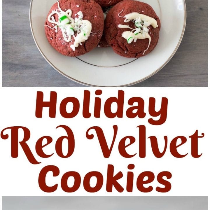 Make these easy Holiday Red Velvet Cookies drizzled with white chocolate!
