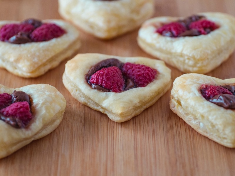 Close up of Valentine Puff Pastry Cookies