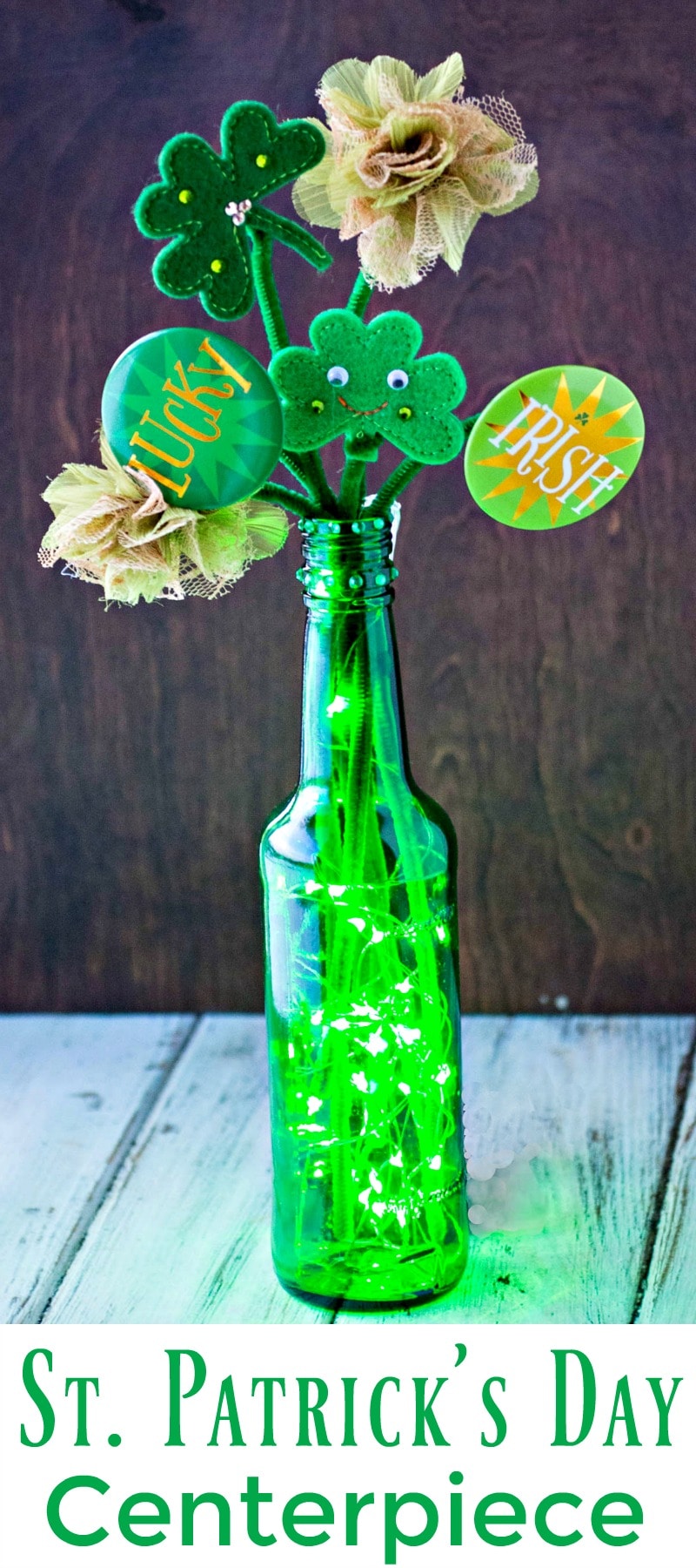 St patrick's day centerpiece with green flowers.
